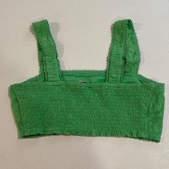 American Eagle Green Floral Lace Bralette Crop Top Women’s Size S - Picture 2 of 5